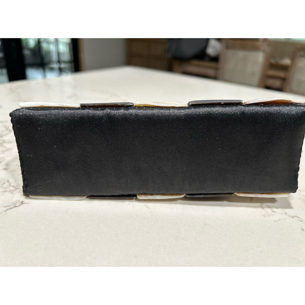 Elegant Black and Cream Striped Clutch - Picture 2 of 5